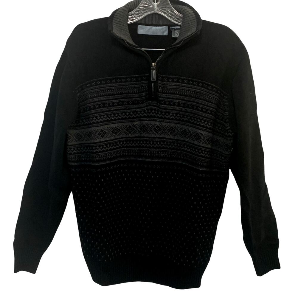 Oscar De La Renta Men Heritage Black Fair Isle Sweater Med Dadcore Winter‎